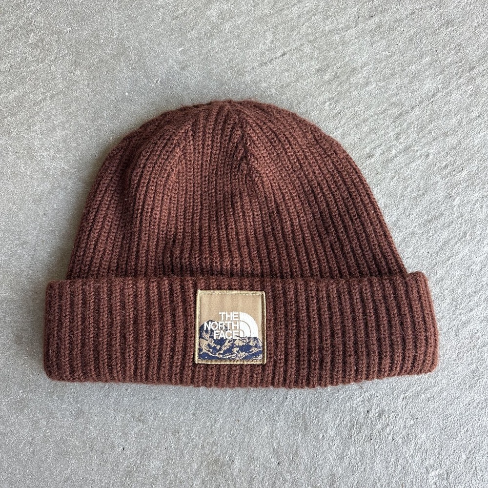 The North Face Salty Dog Dark Oak Brown Cuffed Beanie Hat Mountain Granola Cap
